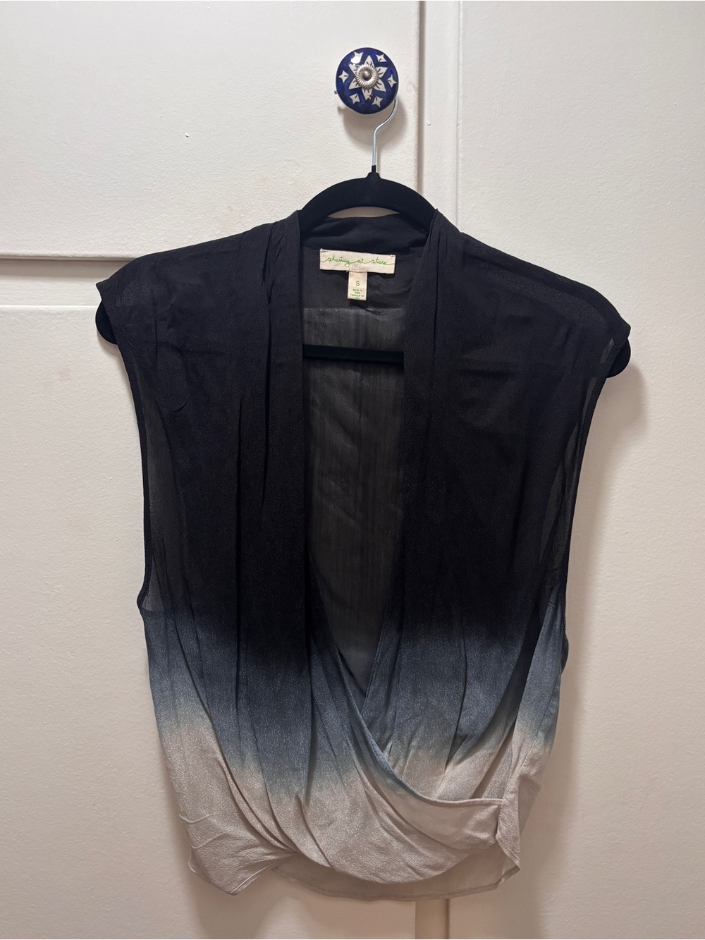 Urban Outfitters Ombre Draped Sleeveless Top - Black to White